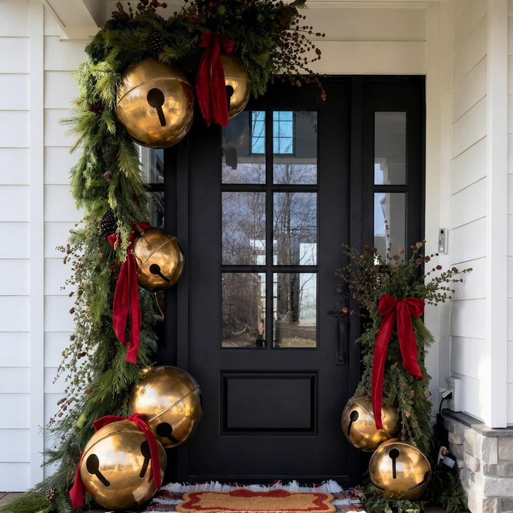 Grote Kerstbellen met Fluwelen Lint – 7 stuks