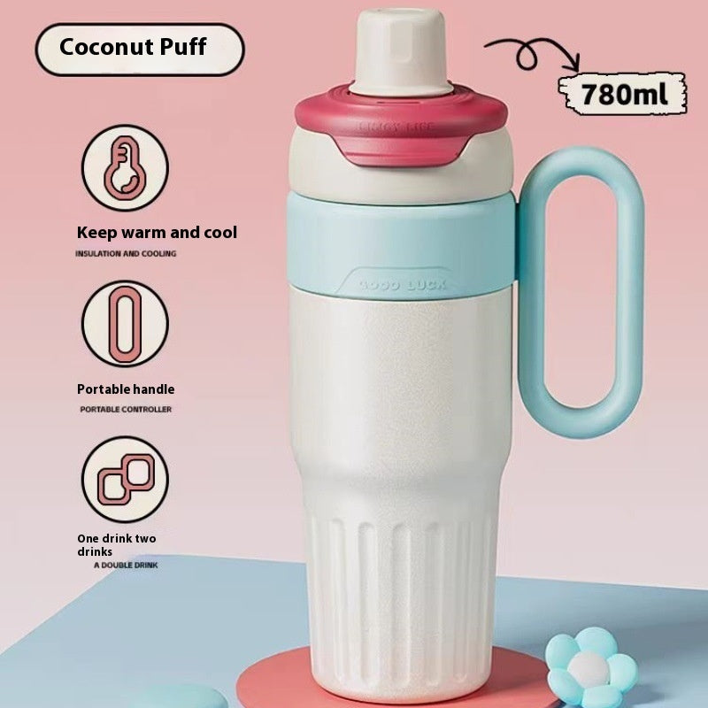RVS thermobeker 780 ml met rietje en deksel - productfoto 5