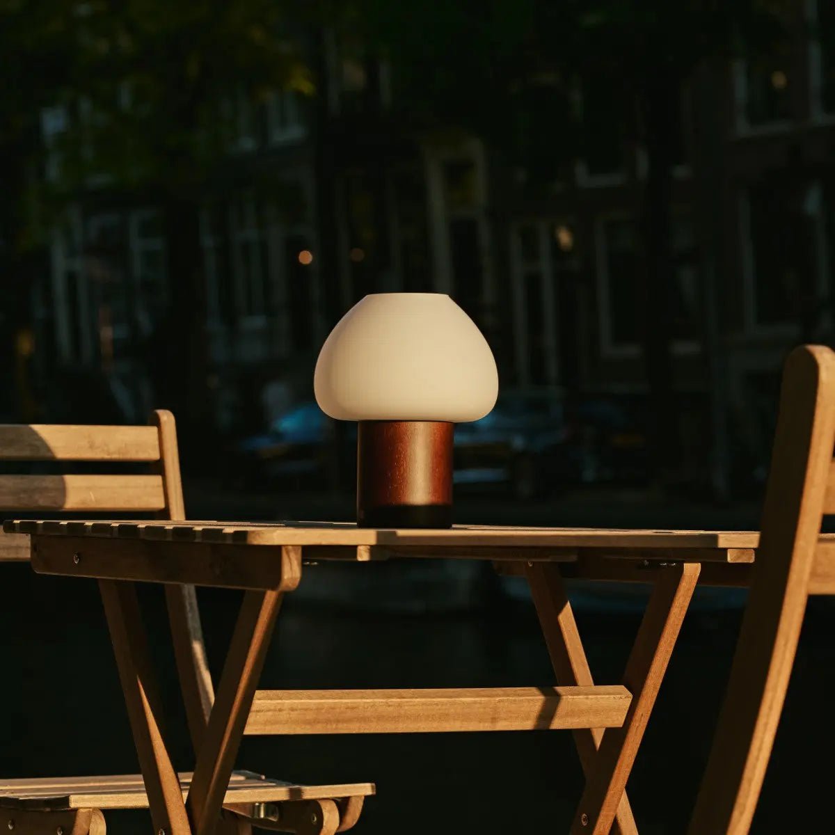 Fynn Donkerbruine Houten Oplaadbare Tafellamp